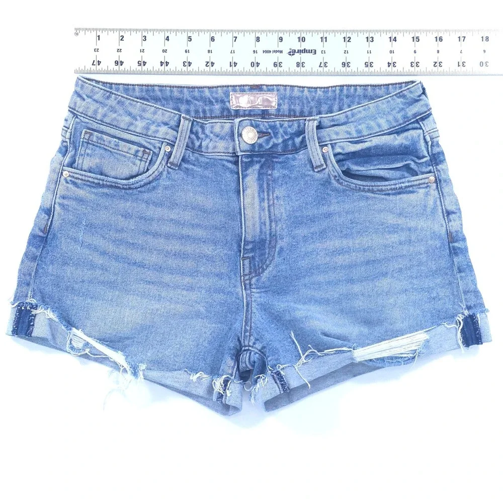 KUT from the Kloth Womens Shorts Jane 6 Blue Distressed High Rise Denim‎ Raw Hem